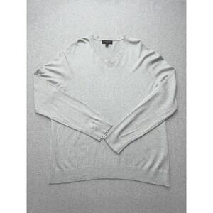 Banana Republic‎ Sweater Mens XL Gray V Neck Premium Luxe Yarn Silk Cashmere